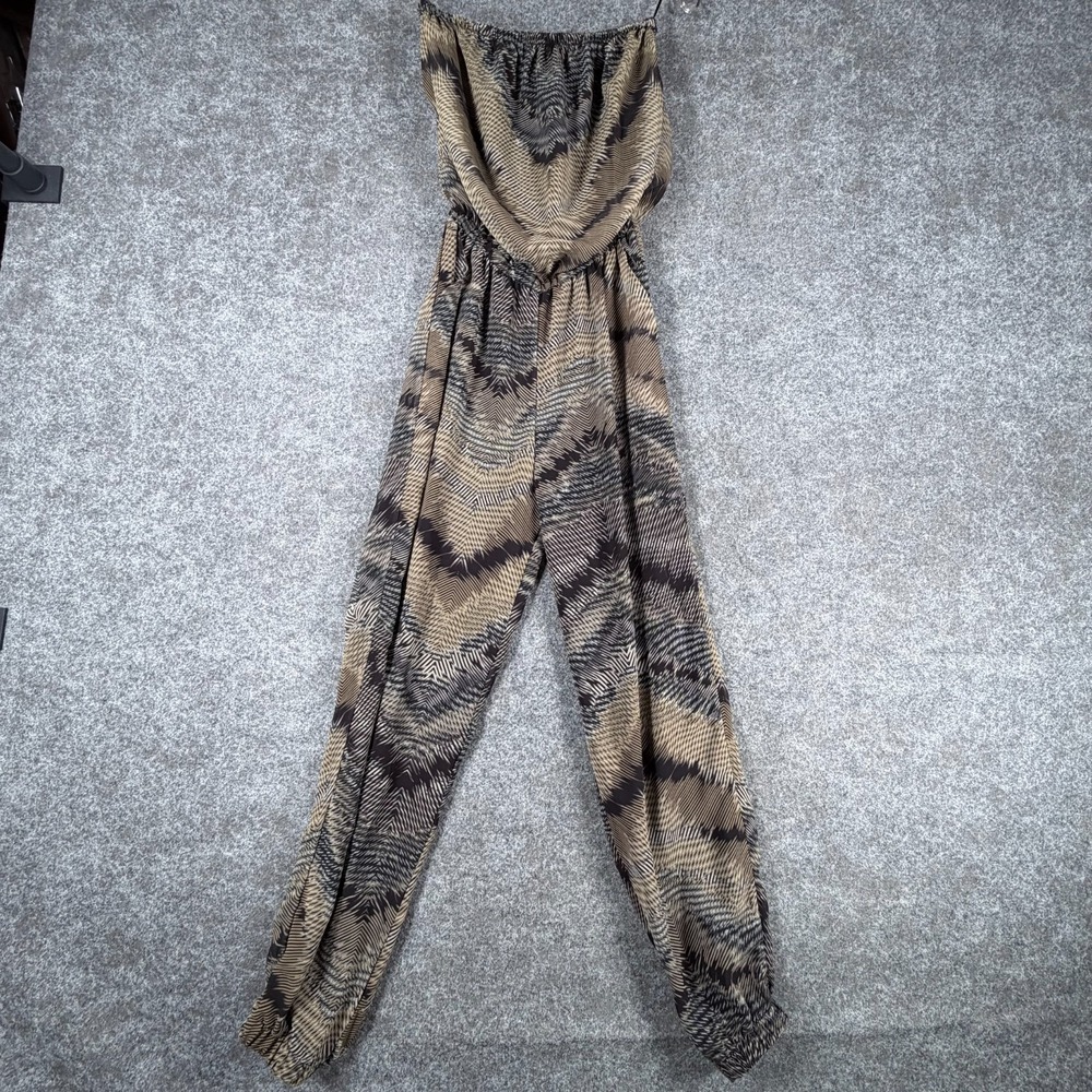 Sweet Pea by Stacy Frati Jumpsuit Womens S‎ Chic Gold Chevron Print Sleeveless